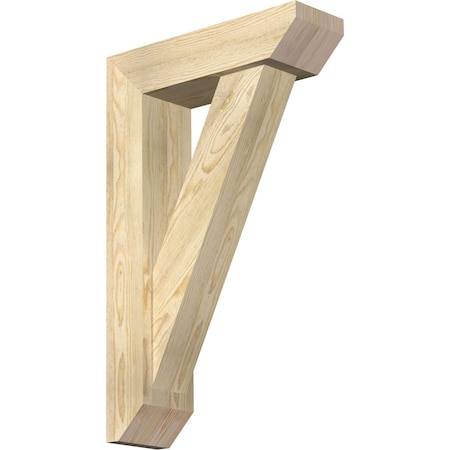 Ekena Millwork Traditional Slat Rough Sawn Bracket w/ Offset Brace, Douglas Fir, 6"W x 20"D x 32"H BKT0604X20X32TRA06RDF